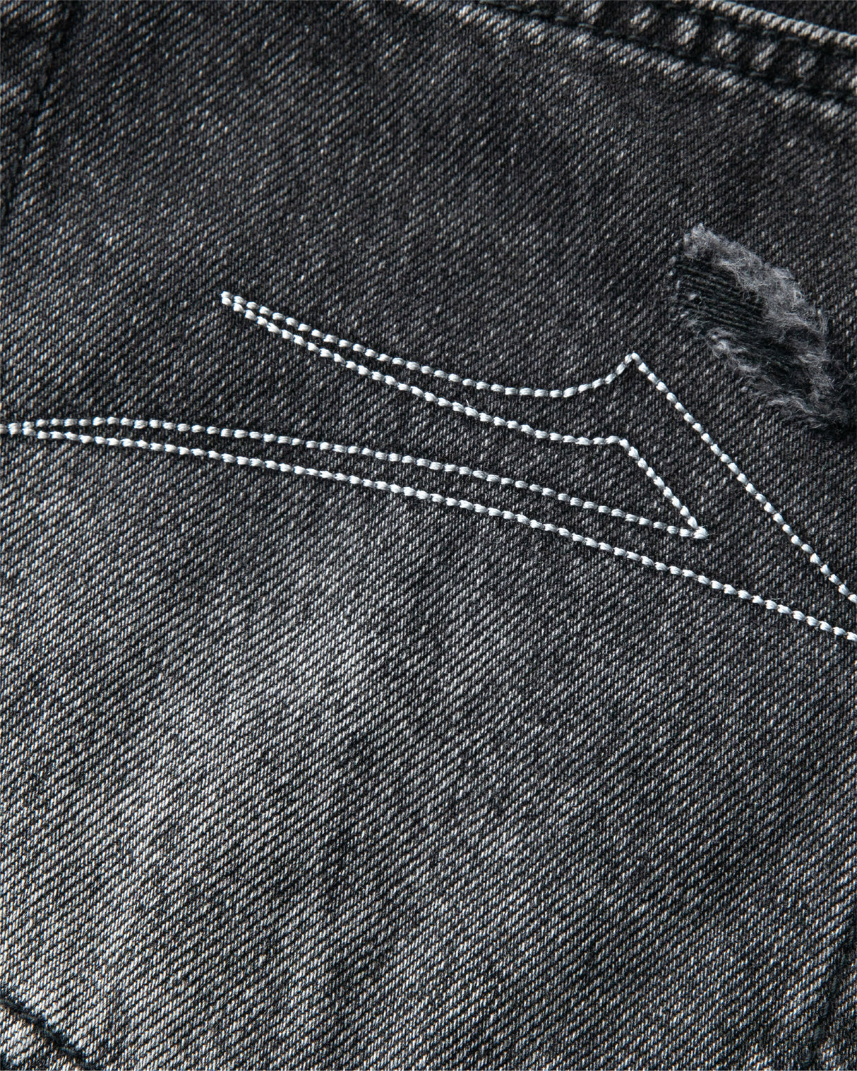 Straight Leg Denims - Distressed/Etched Black