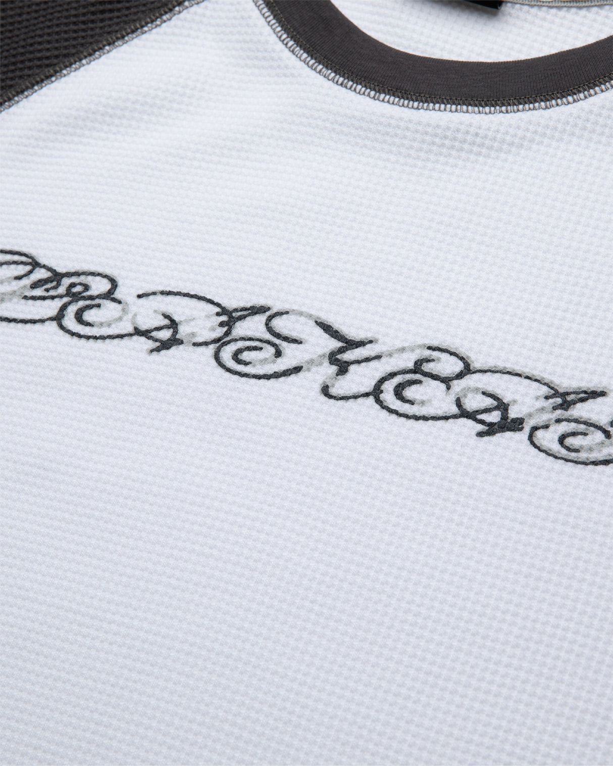 Longsleeve Raglan Waffle Shirt - White/Charcoal