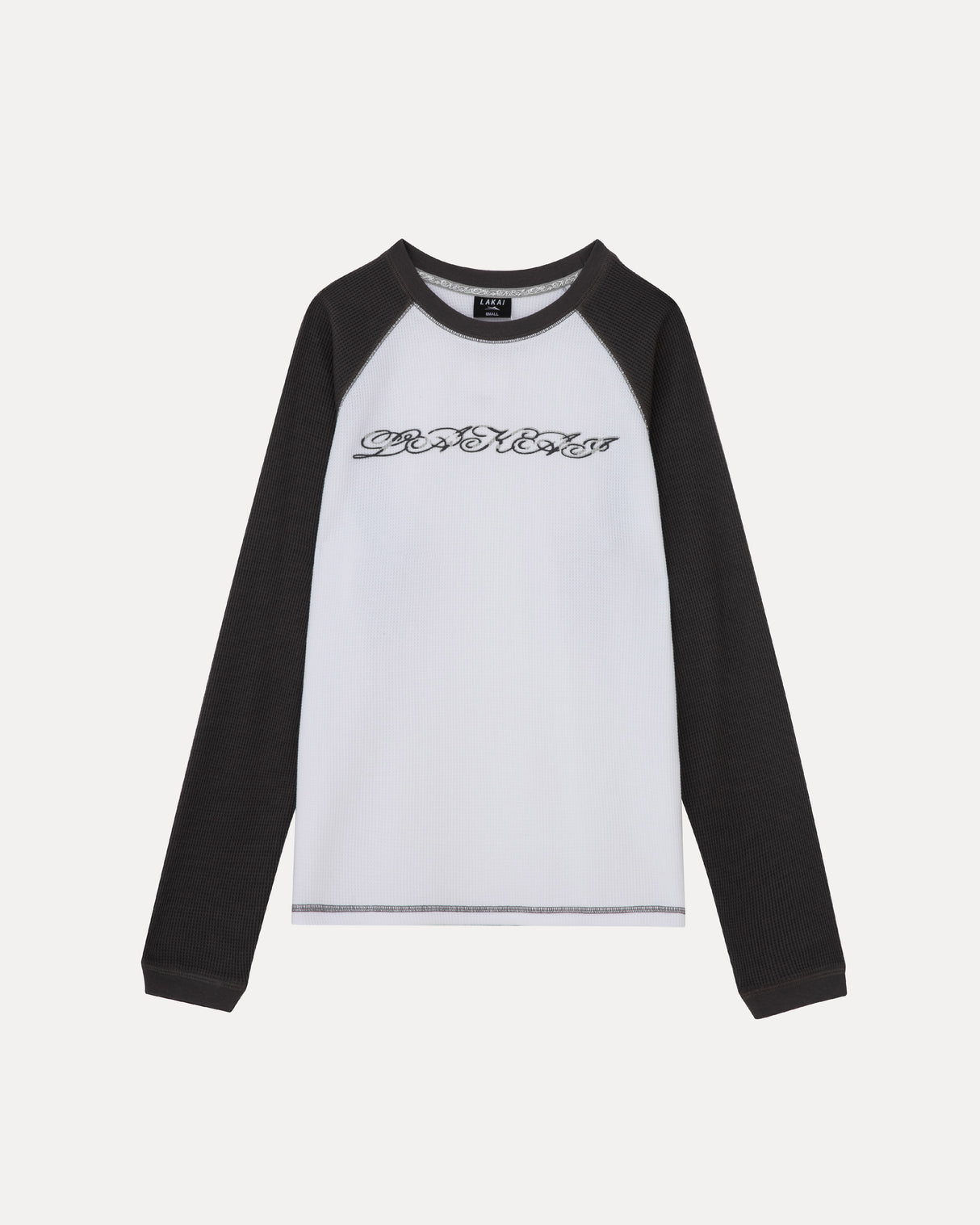 Longsleeve Raglan Waffle Shirt - White/Charcoal