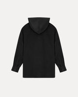 Hooded Corduroy Button Up Shirt - Black