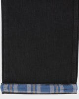 Plaid Contrast Wide Leg Denims - Black