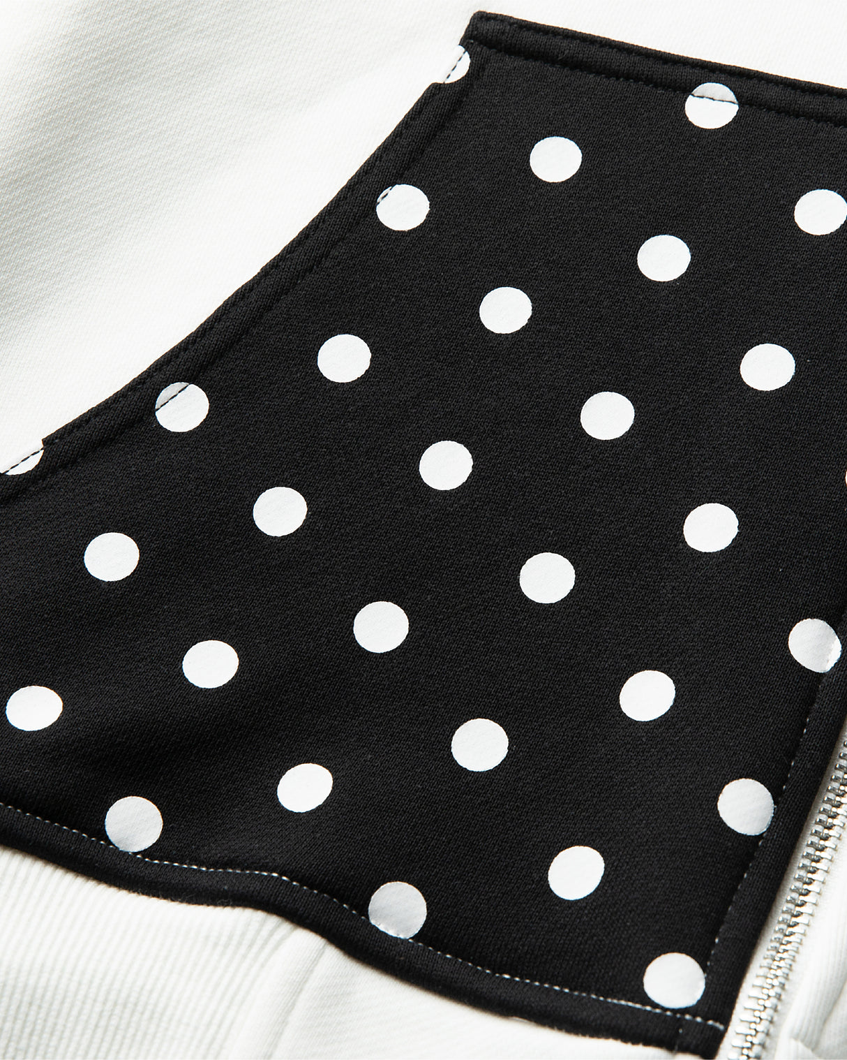 Polka Zip Up Hoodie - White/Black