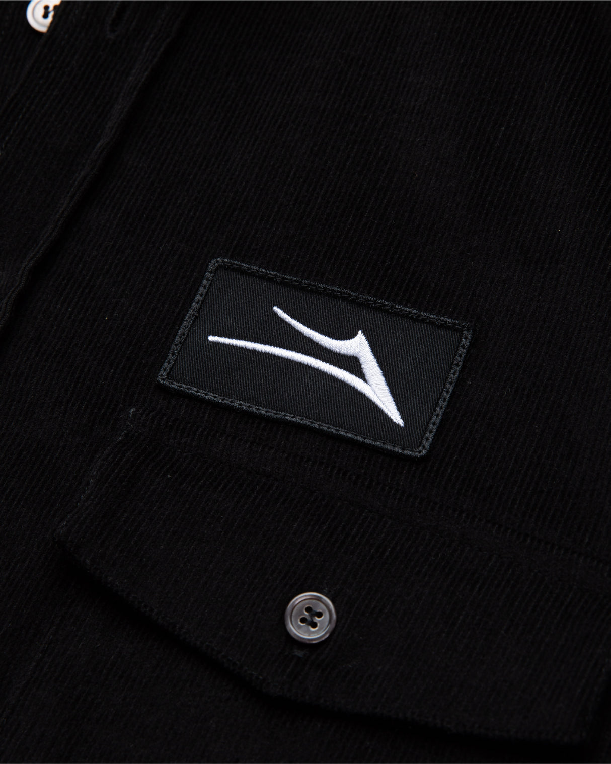 Hooded Corduroy Button Up Shirt - Black