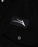 Hooded Corduroy Button Up Shirt - Black