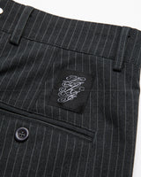 Wide Leg Trousers - Grey Pinstripe