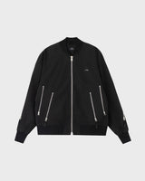 Slashed Zip Bomber Jacket - Black