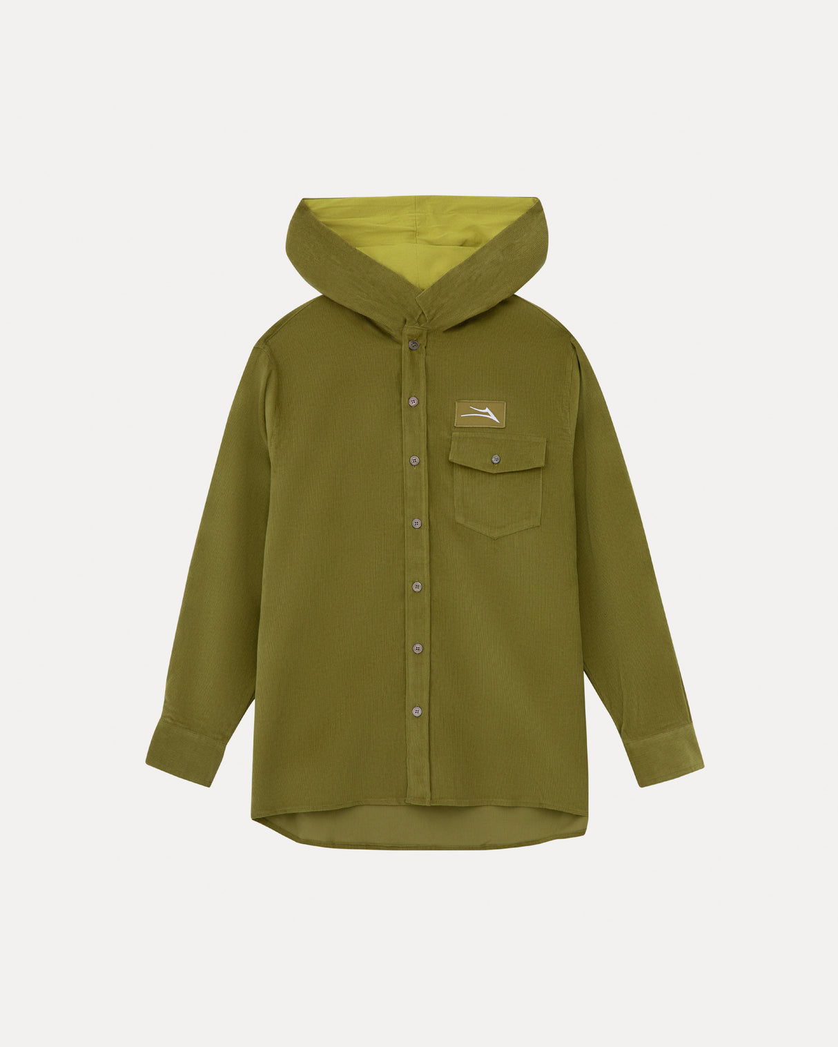Hooded Corduroy Button Up Shirt - Cypress