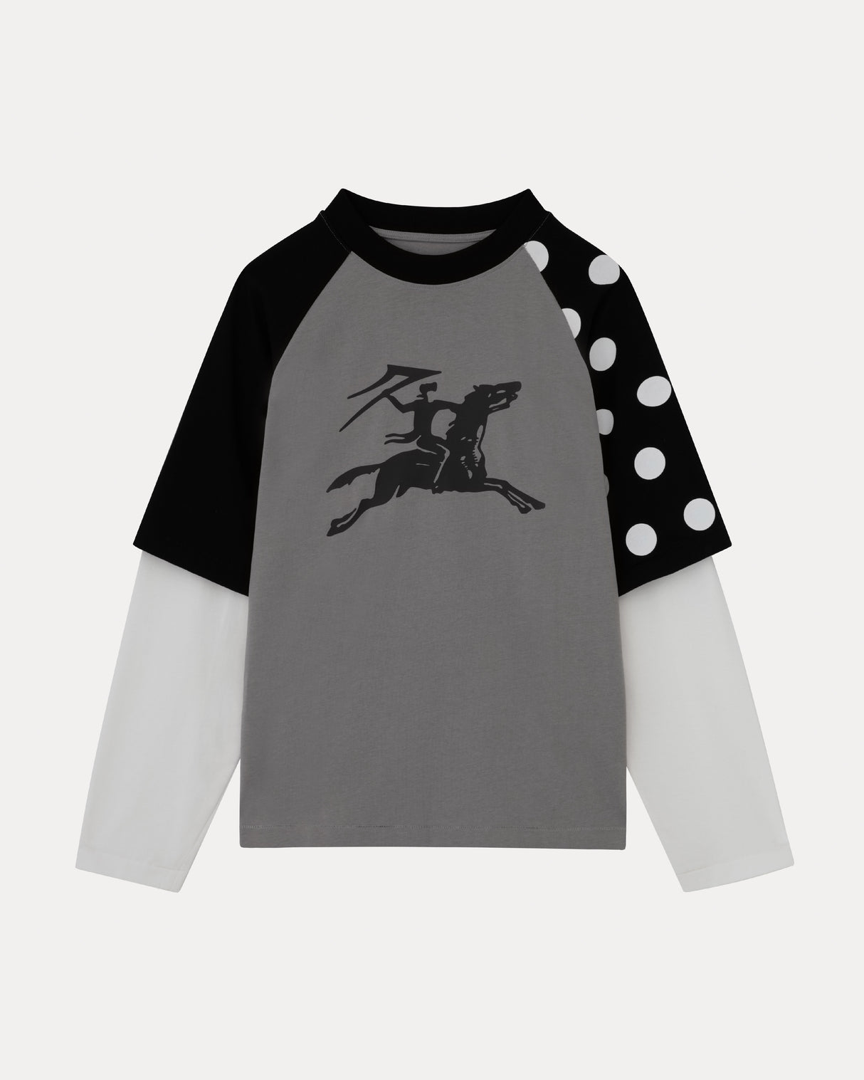 Double Layer Raglan Longsleeve - Black/Grey/White