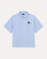 Camp Collar Button Up Shirt - White And Blue Stripe