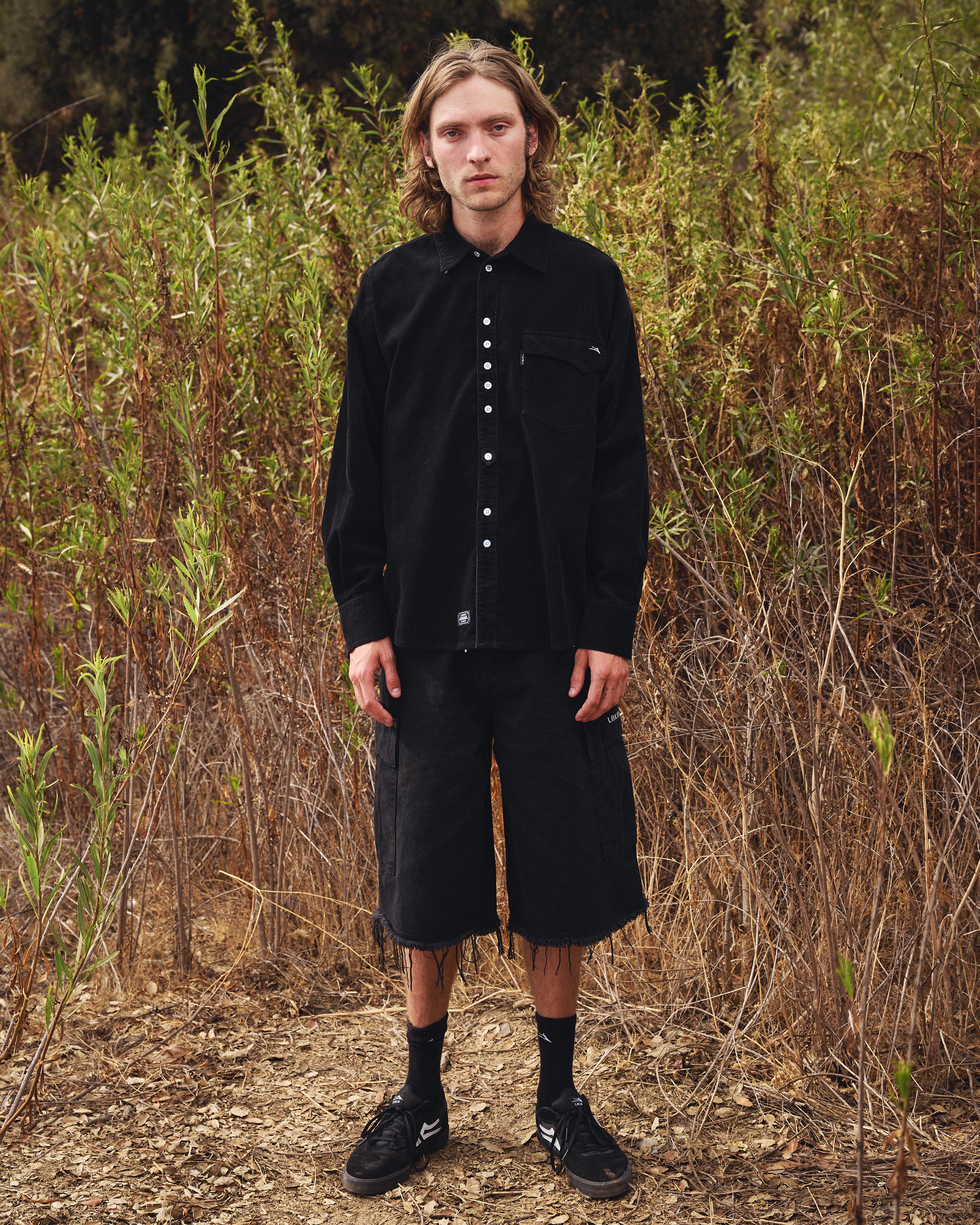 Stacked Placket Corduroy Button-up Longsleeve