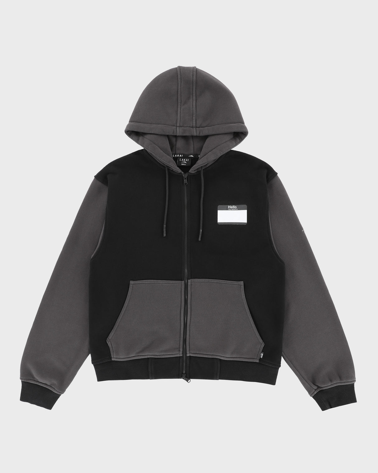 'Hello My Name Is' Zip Up Hoodie - Black